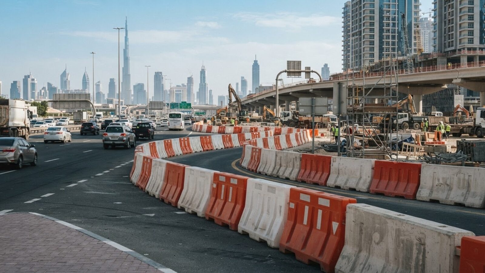 Concrete and water-filled traffic safety barriers
