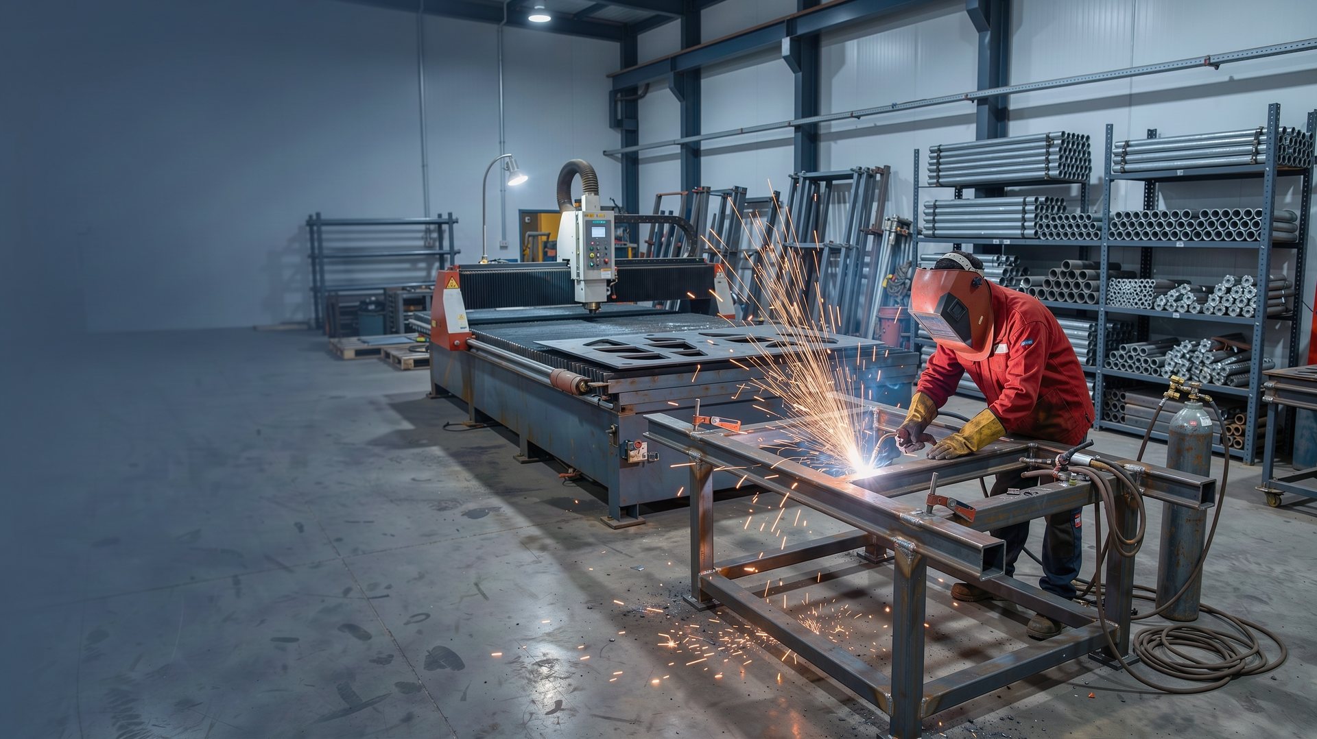 Metal and steel fabrication welding workshop