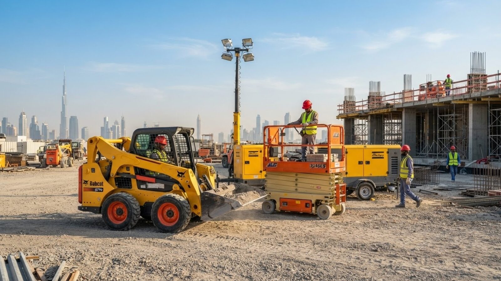 Construction site machinery and heavy equipment for rental