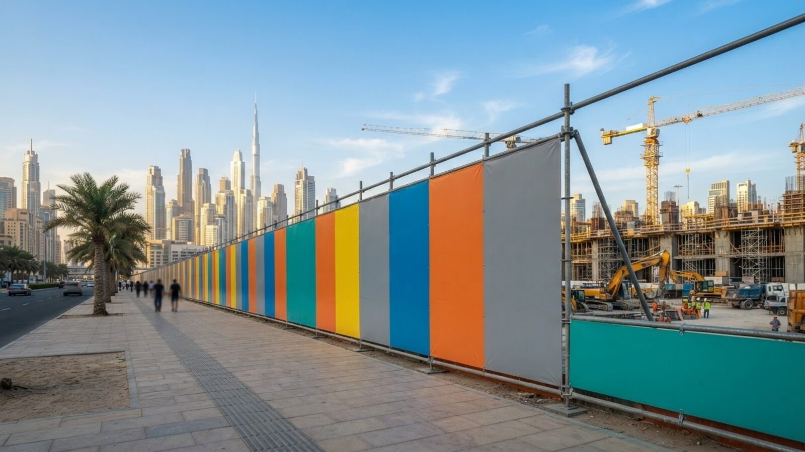 Printed PVC hoarding panels for construction site branding
